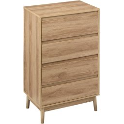 Noptiera Abana inalta cu 4 sertare, PAL si MDF, 60x40x107,3 cm, bej