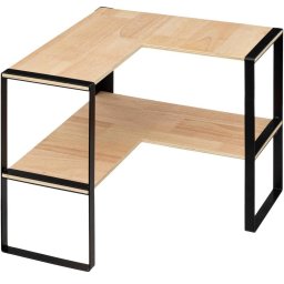 Etajera de colt Blackwood cu 2 niveluri, bej, 40x40x35 cm