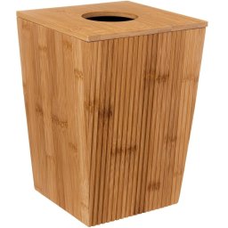 Cos de gunoi din bambus cu capac 6L, model Terre Inconnue, natur
