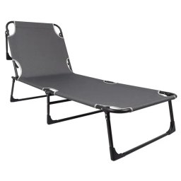 Sezlong pliabil 5Five Beach Chair cu cadru metalic si texaline, gri