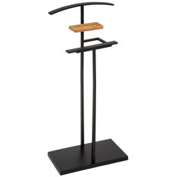 Suport haine valet 5Five Bamboo din otel si bambus, negru, 44x22x114 cm
