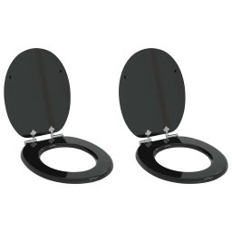 Capac de toaleta cu închidere lenta 2 pcs Negru 44 x 38 cm GartenMobel Dekor