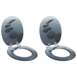 Capac de toaleta cu închidere lenta 2 pcs Gri 44 x 38 cm GartenMobel Dekor