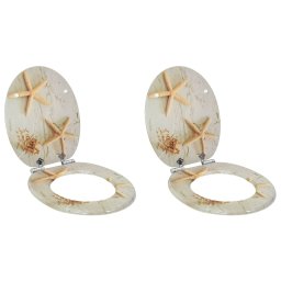 Capac de toaleta cu închidere lenta 2 pcs Galben si alb GartenMobel Dekor