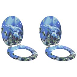Capac de toaleta cu închidere lenta 2 pcs albastru 44 x 38 cm GartenMobel Dekor