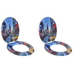 Capac de toaleta cu închidere lenta 2 pcs Multicolour Placa MDF GartenMobel Dekor