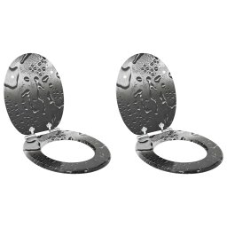 Capac de toaleta cu închidere lenta 2 pcs Gri 44 x 38 cm GartenMobel Dekor