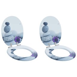 Capac de toaleta cu închidere lenta 2 pcs Gri 44 x 38 cm GartenMobel Dekor