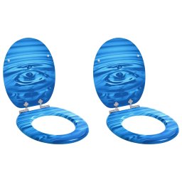 Capac de toaleta cu închidere lenta 2 pcs Picatura Albastra GartenMobel Dekor