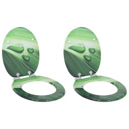 Capac de toaleta cu închidere lenta 2 pcs Picatura Verde GartenMobel Dekor