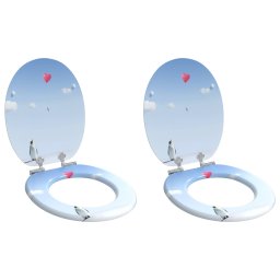 Capac de toaleta cu închidere lenta 2 pcs albastru 44 x 38 cm GartenMobel Dekor