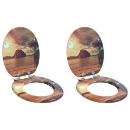 Capac de toaleta cu închidere lenta 2 pcs Portocaliu 44 x 38 cm GartenMobel Dekor