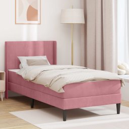 Cadru de pat cu saltea cu headboard Roz 80 x 200 cm Catifea GartenMobel Dekor