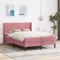 Cadru de pat cu saltea cu headboard Roz 140 x 200 cm Catifea GartenMobel Dekor
