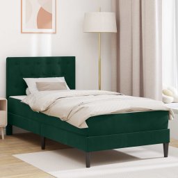 Cadru de pat cu saltea Verde închis 100 x 200 cm Catifea GartenMobel Dekor