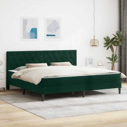 Cadru de pat cu saltea Verde închis 180 x 200 cm Catifea GartenMobel Dekor