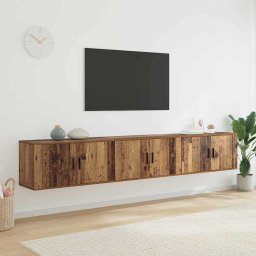 Set Dulap TV montat pe perete 3 pcs Lemn Vechi Lemn compozit GartenMobel Dekor