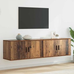 Set Dulap TV montat pe perete 2 pcs Lemn Vechi Lemn compozit GartenMobel Dekor