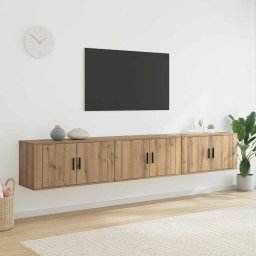 Set Dulap TV montat pe perete Pe perete 3 pcs Stejar Artizanal GartenMobel Dekor