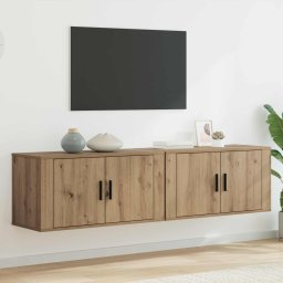 Set Dulap TV montat pe perete Pe perete 2 pcs Stejar Artizanal GartenMobel Dekor