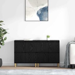 Bufeturi 2 pcs Stejar Negru 60 x 35 x 70 cm Lemn compozit GartenMobel Dekor