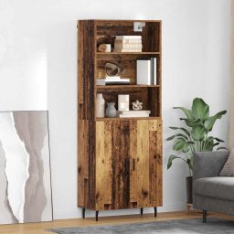 Bufet Lemn Vechi 69,5 x 34 x 180 cm Lemn Stratificat si Sticla GartenMobel Dekor
