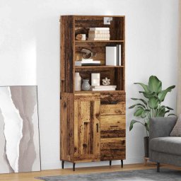 Bufet Lemn Vechi 69,5 x 34 x 180 cm Lemn Stratificat si Sticla GartenMobel Dekor