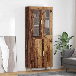 Bufet Lemn Vechi 69,5 x 34 x 180 cm Lemn Stratificat si Sticla GartenMobel Dekor