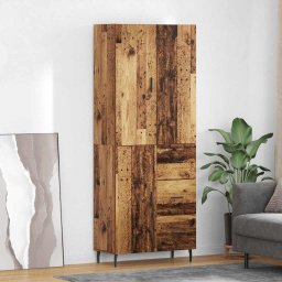 Bufet cu sertar 2 pcs Lemn Vechi Lemn Stratificat si Sticla GartenMobel Dekor
