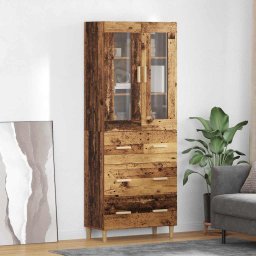 Bufet Lemn Vechi 69,5 x 34 x 180 cm Lemn Stratificat si Sticla GartenMobel Dekor