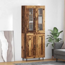 Bufet 2 pcs Lemn Vechi Lemn Stratificat si Sticla GartenMobel Dekor