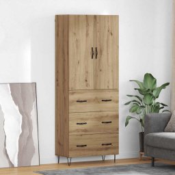 Bufet cu sertar 2 pcs Stejar Artizanal Lemn tehnic si sticla GartenMobel Dekor