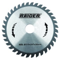 Disc circular pentru lemn Raider 210x24Tx30 mm cu dinti din carbura