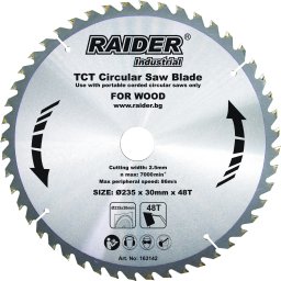 Disc circular pentru lemn Raider 235x30 mm, 48 dinti TCT, pentru taiere precisa