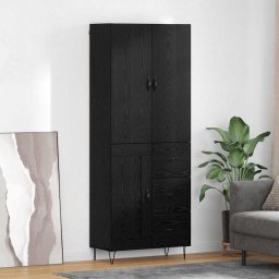 Bufet cu sertar 2 pcs Stejar Negru Lemn tehnic si sticla GartenMobel Dekor