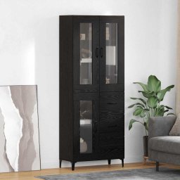 Bufet Pe perete Stejar Negru 69,5 x 34 x 180 cm Lemn compozit GartenMobel Dekor