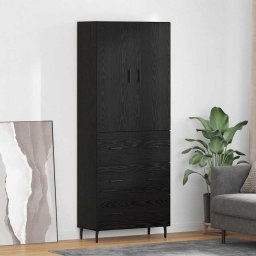 Bufet cu sertar 2 pcs Stejar negru Lemn Stratificat si Sticla GartenMobel Dekor