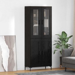 Bufet 2 pcs Stejar Negru Lemn compozit GartenMobel Dekor