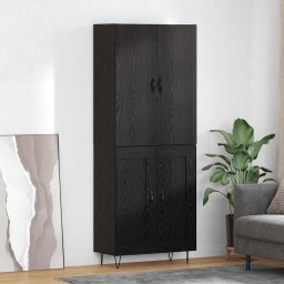 Bufet 2 pcs Stejar Negru Lemn tehnic si sticla GartenMobel Dekor