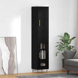 Bufet 2 pcs Stejar Negru Lemn compozit GartenMobel Dekor