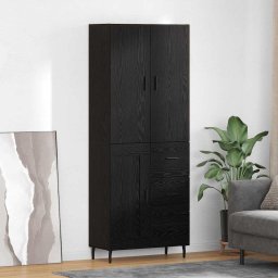 Bufet cu sertar 2 pcs Stejar negru Lemn Stratificat si Sticla GartenMobel Dekor