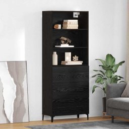 Bufet cu sertar Stejar Negru 69,5 x 34 x 180 cm Lemn compozit GartenMobel Dekor