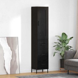 Bufet cu sertar Stejar Negru 34,5 x 34 x 180 cm Lemn compozit GartenMobel Dekor