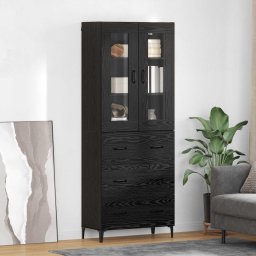 Bufet Pe perete Stejar Negru 69,5 x 34 x 180 cm Lemn compozit GartenMobel Dekor