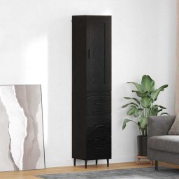 Bufet cu sertar Stejar Negru 34,5 x 34 x 180 cm Lemn compozit GartenMobel Dekor