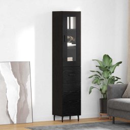 Bufet cu sertar Stejar Negru 34,5 x 34 x 180 cm Lemn compozit GartenMobel Dekor