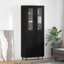 Bufet 2 pcs Stejar Negru Lemn compozit GartenMobel Dekor