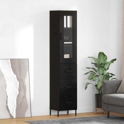 Bufet cu sertar Stejar Negru 34,5 x 34 x 180 cm Lemn compozit GartenMobel Dekor