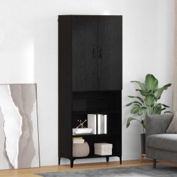 Bufet Pe perete Stejar Negru 69,5 x 34 x 180 cm Lemn compozit GartenMobel Dekor