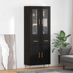 Bufet cu sertar 2 pcs Stejar Negru Lemn compozit GartenMobel Dekor